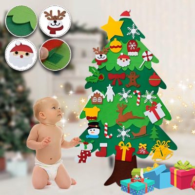 Plstěný vánoční stromek s ozdobami | FELTPINETREE